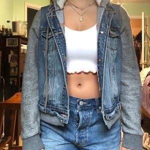 American Eagle Denim Plus Sweatshirt Jacket